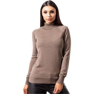 Knittons Extra Fine Merino Wool Turtleneck Sweater in Cocoa Brown Small